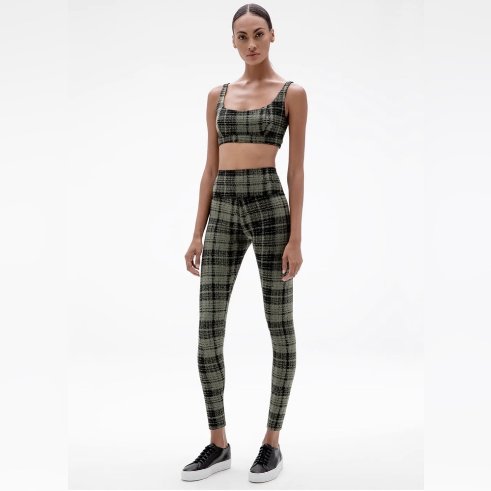Ona - PLAID Top & LEGGING Set IN OLIVE GREEN